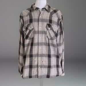 Levis Gray Plaid Pearl Snap Western Long Sleeve Shirt Large